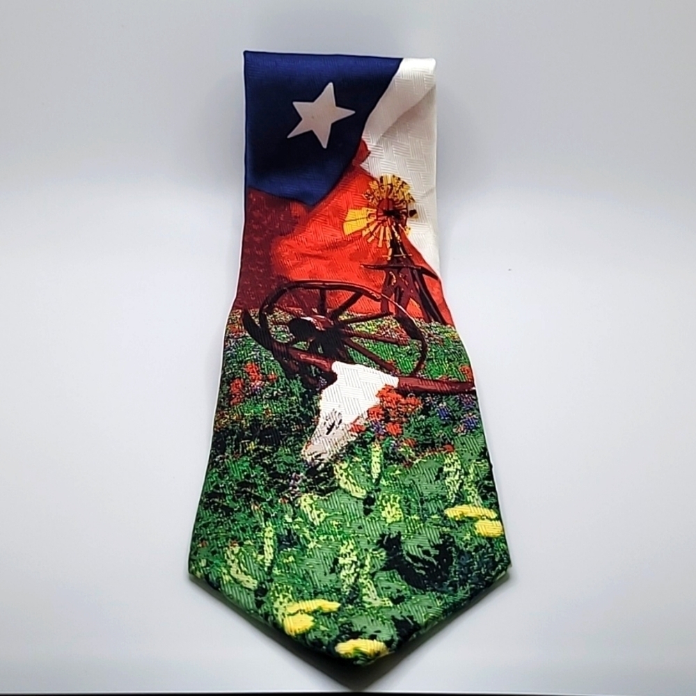100% Silk Texas Cactus Blossoms 1997 Men's Tie Vintage - Picture 1 of 8